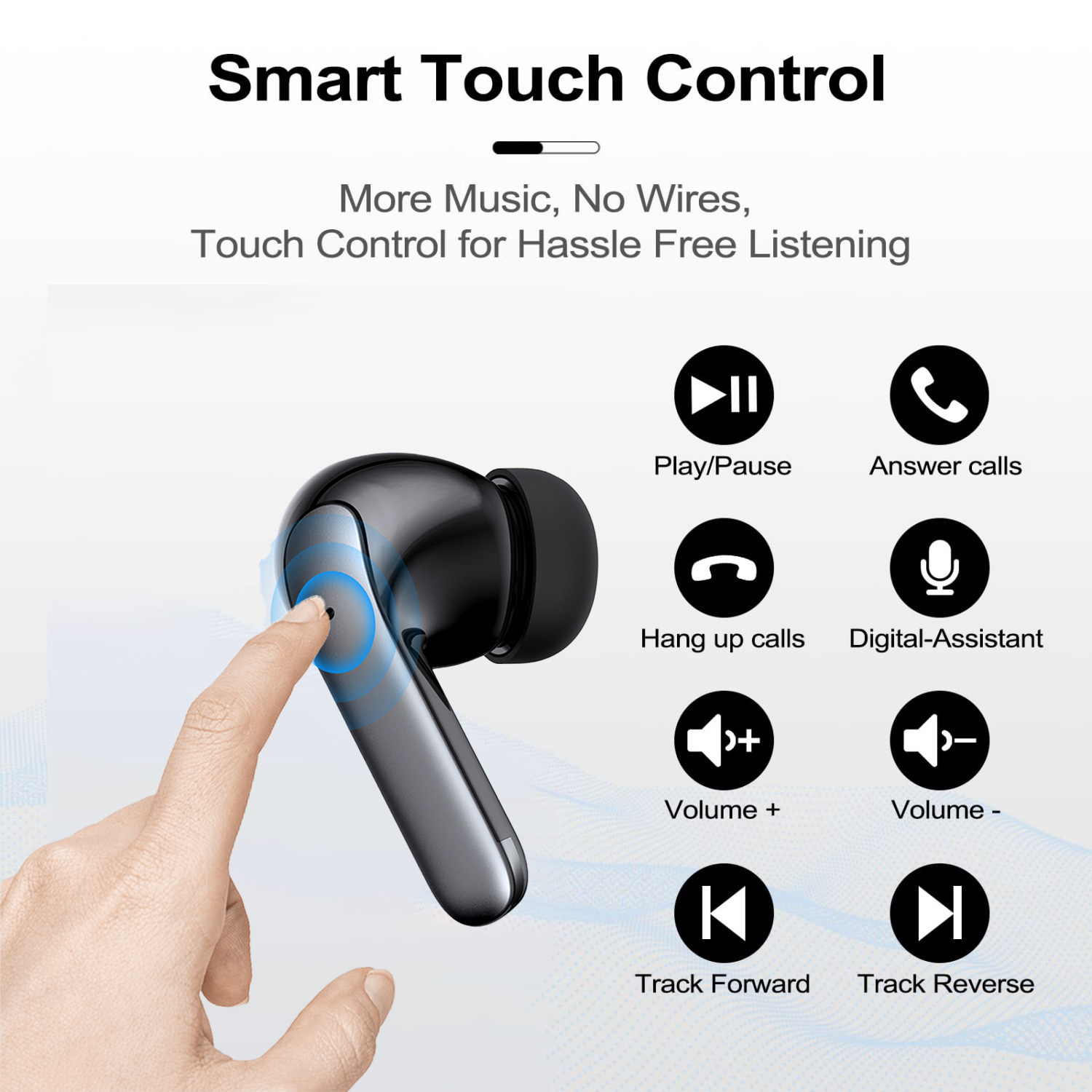 Wireless Earbuds BT 5.3 Wireless Earbuds In-ear Wireless Earbuds Built-in Microphone Headphones with Deep Bass for Work Sports product view