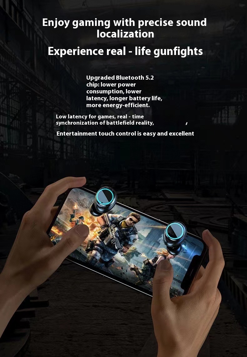M25 Headset New Metal Mecha Style In-Ear Earphones With Low Power Digital Display Wireless for Esports Gaming detail