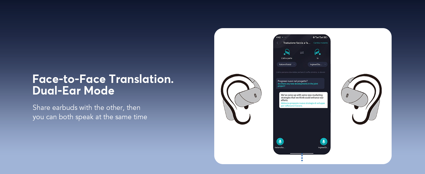 YYK-Q39 Comfortable Ear Hook Earbuds Wireless Sports AI Real-Time Language Translator Earphones Suitable for Travel, Business detail