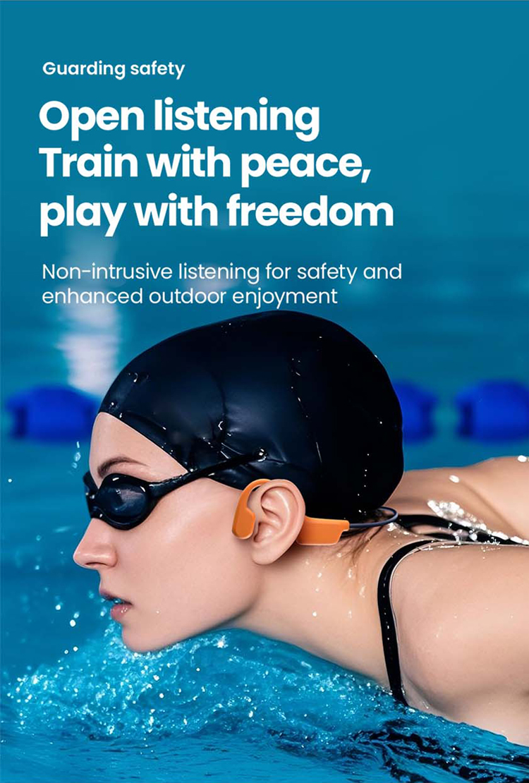 ALOVA New Design Bone Conduction Headphones IP68 Swimming Open Ear Wireless Headset Bluetooth Earphone detail
