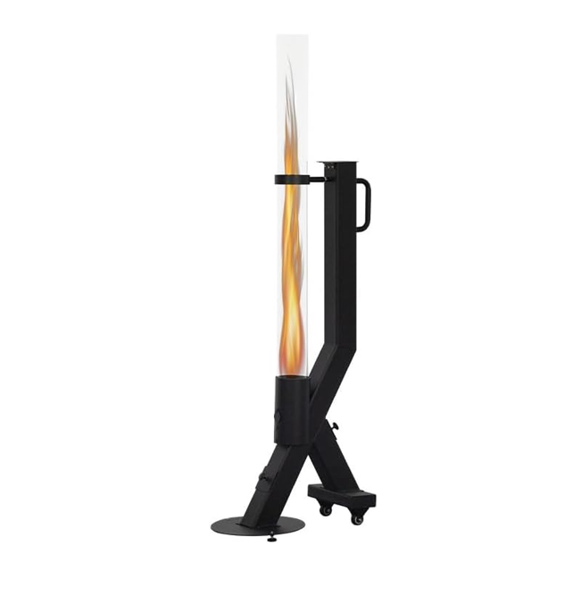 Modern Pellet Patio Heater  Outdoor Heater with Heat-Resistant Glass Tube Powder-Coated Black Base Plate Equipped with 2 Wheels product view