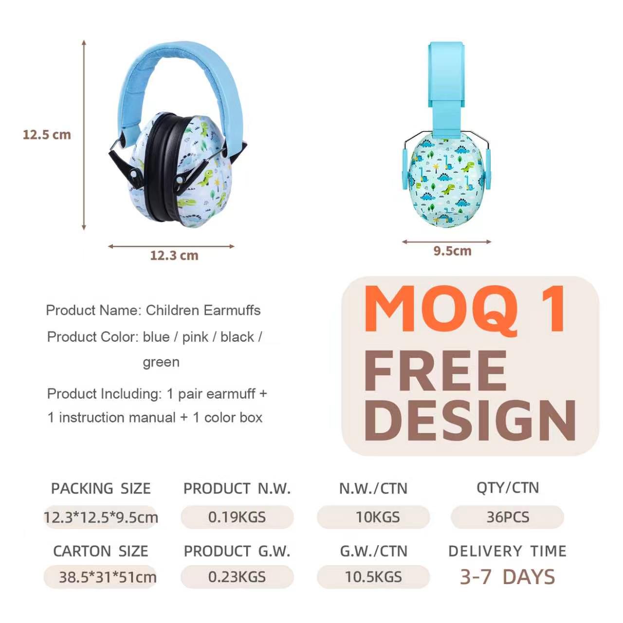ABS Adjustable Noise Cancelling Sleeping Kids Ear Muffs Ear Protection Hearing Protector Autism Earmuffs detail