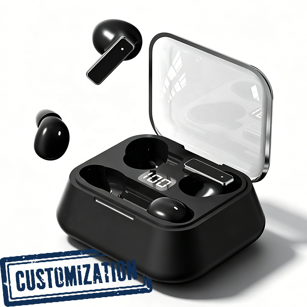 Customizable Y42 2-in-1 Couple Design Wireless Earphones, Digital Display Earbuds, Comfort Fit for Side Sleeping & Daily Sharing