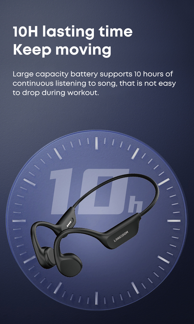 Custom OEM Bone Conduction Headphone Wireless Sport Earphones Open Ear TWS IPX8 Waterproof Bluetooth Headset With 16G TF Card detail