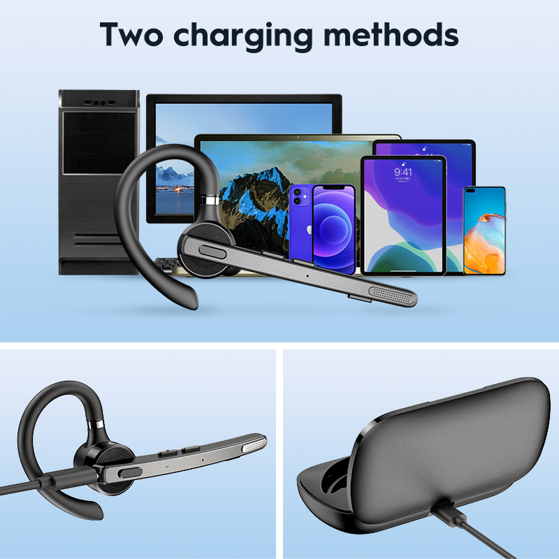 New Bee New Design Single Ear V5.0  Cell Phone Headset Wireless  Earpiece with 500mAh Charging Case detail