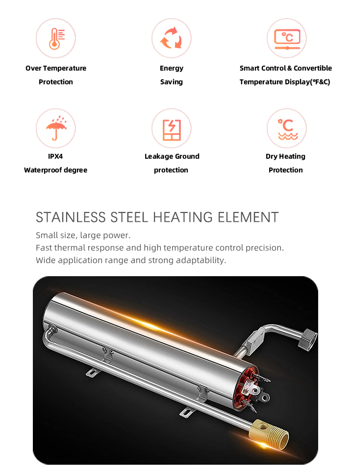 8500W Instant Electric Water Heater Plastic LED Constant Temperature English Display for Household Car RV Outdoor Garage Use detail