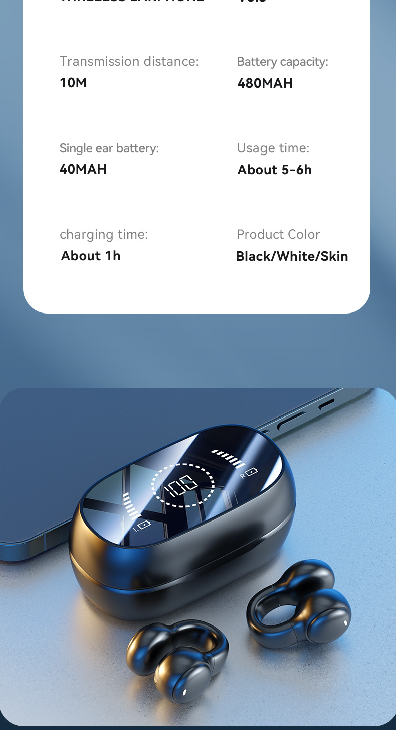 M47 Earbuds Bone Conduction Wireless Headphones Gaming Headsets Noise Canceling Sport Earphones Stereo Sound Blue Tooth Headset detail