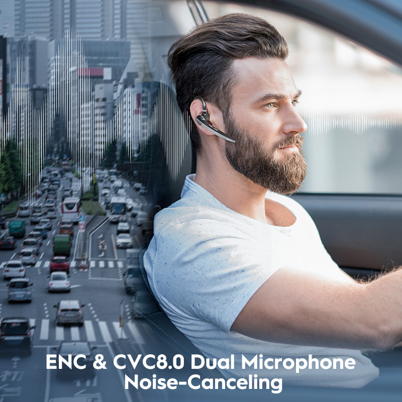 New Bee New Design Single Ear V5.0  Cell Phone Headset Wireless  Earpiece with 500mAh Charging Case detail
