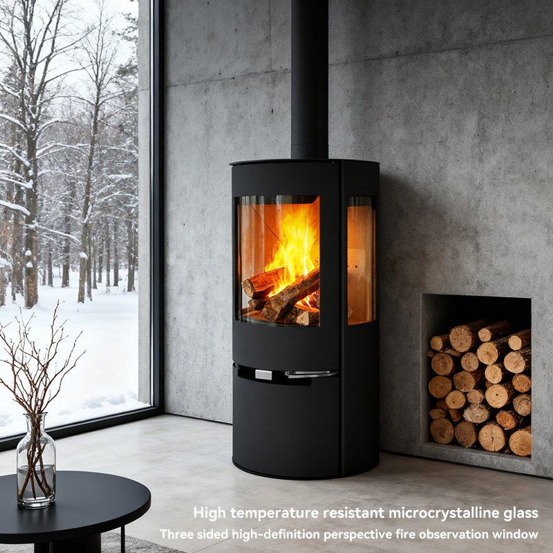 Low Energy Consumption 82% Efficiency Modern Round Design Wi-Fi  Control Indoor Heating Stove That Heats with Wood Burning product view