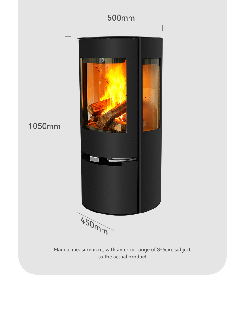 Low Energy Consumption 82% Efficiency Modern Round Design Wi-Fi  Control Indoor Heating Stove That Heats with Wood Burning detail