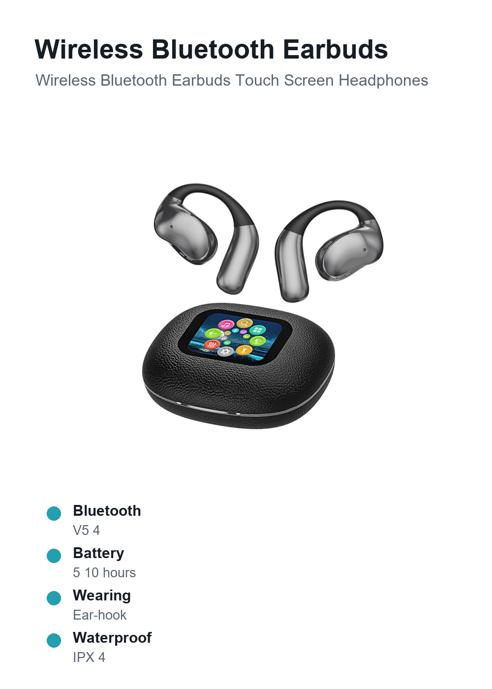 Wireless Bluetooth Earbuds Touch Screen Headphones detail