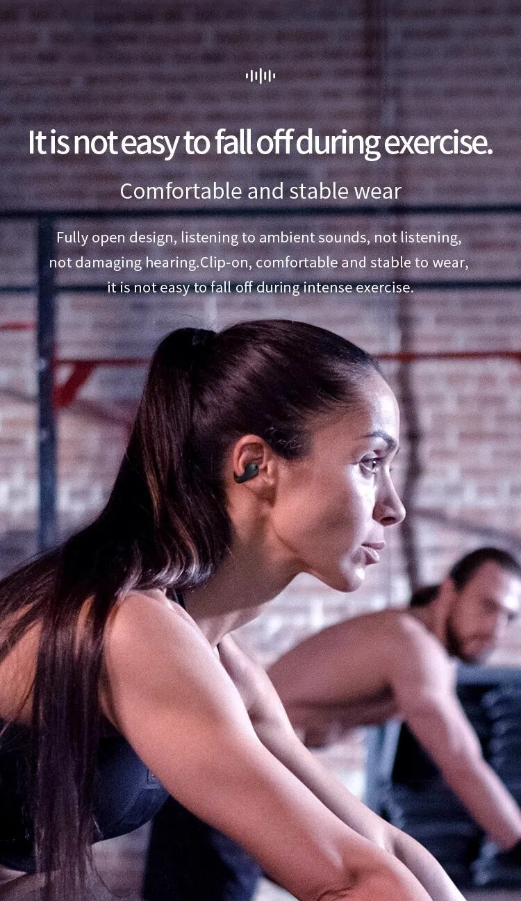 Clip-on  Earphones T75 TWS Earbuds Noise-Canceling Bone Conduction Earphones Wireless Sport Earbuds for Smart Phones detail