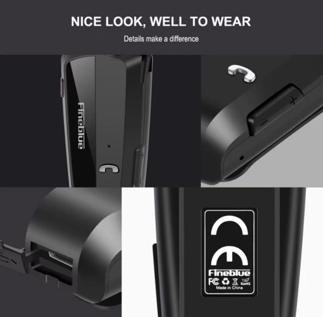 Fineblue F990 Pro for 5.3 Wireless Earphones IPX3 Waterproof LED Battery Private Mold In-Ear Handsfree Lavalier Design product view