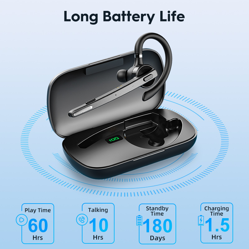 New Bee New Design Single Ear V5.0  Cell Phone Headset Wireless  Earpiece with 500mAh Charging Case product view