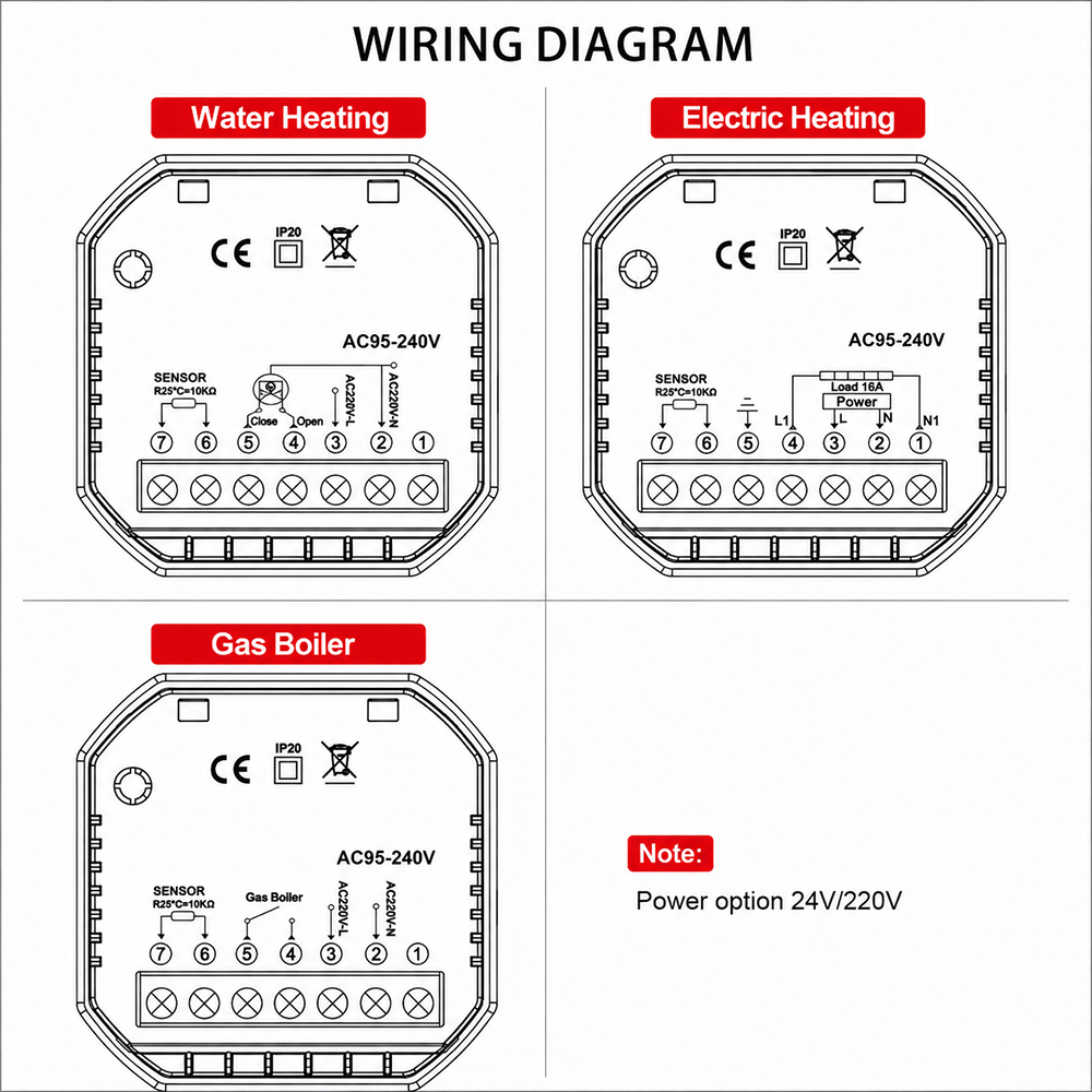 WiFi Smart Floor Heating Thermostat Color LCD Digital Temperature Controller for Electric Water Gas Boiler Home Heating product view