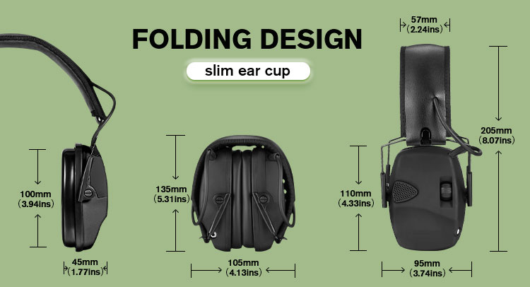 ZH Noise Cancelling Wireless Earmuff Headphones Amplification 27dB Noise Reduction 350 Hours Battery Life CE Certified for detail