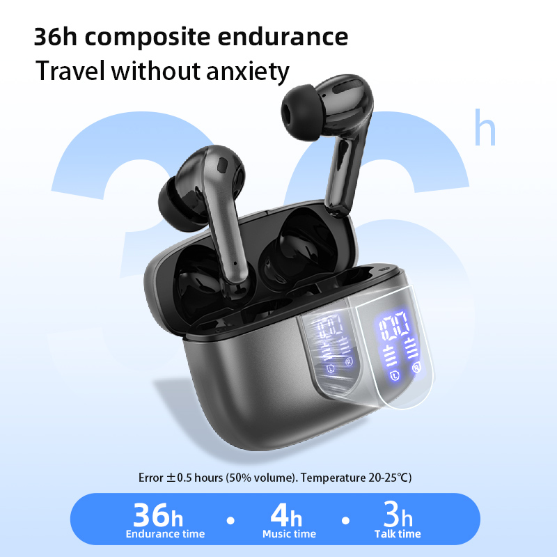 Hot-selling Noise-Canceling Wireless In-Ear Headphones with Digital Display Waterproof Sweatproof Long Battery Life BT Earphones product view
