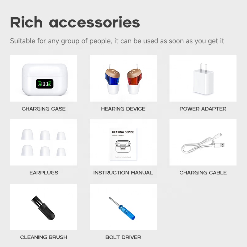 Greatears Rechargeable CIC In-Ear Hearing Aids-Portable Wind-Resistant for Elderly product view