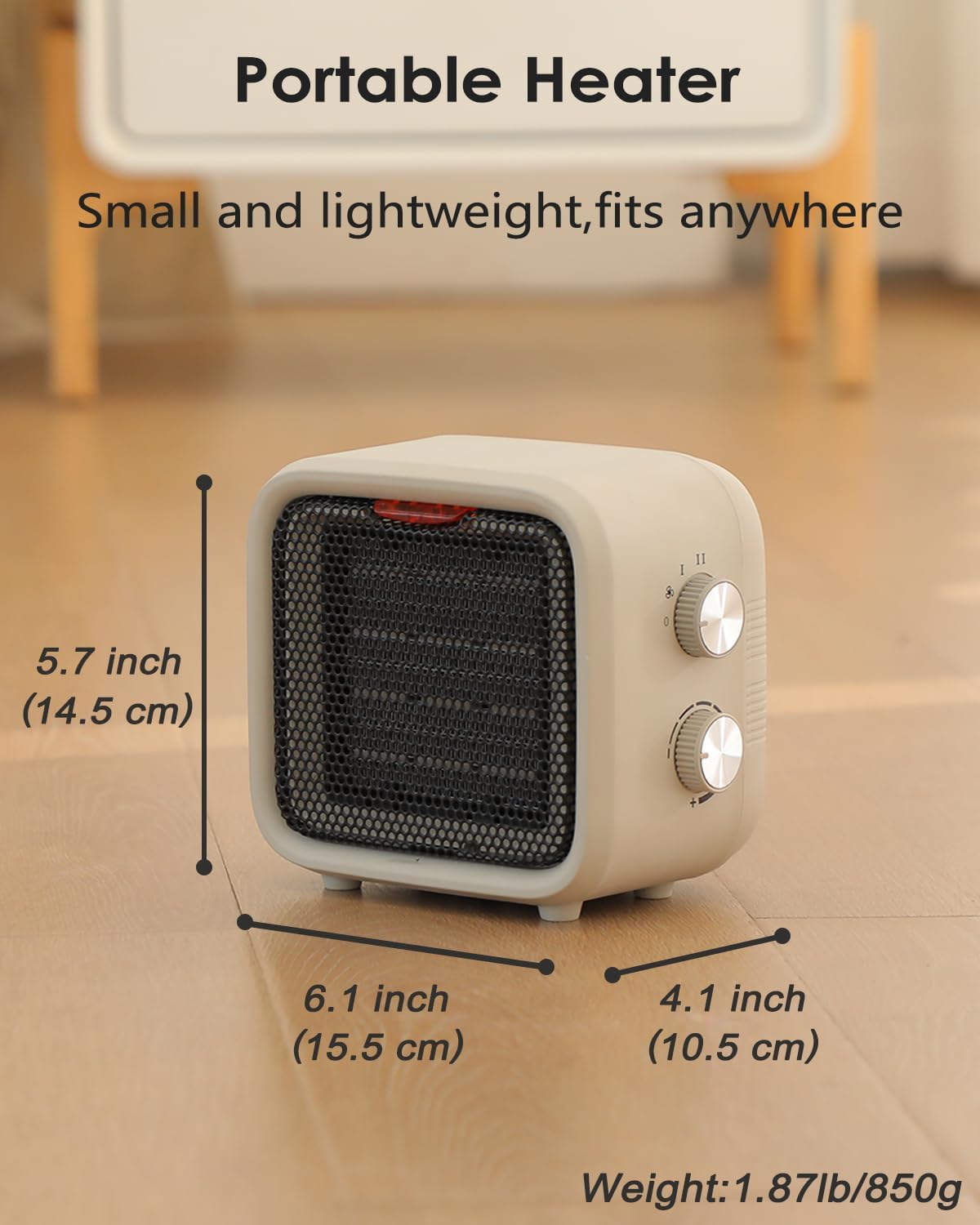 Portable PTC Electric Heaters Indoor With Thermostat Small Heater Space Heater With Heating and Fan Modes for Bedroom Office product view