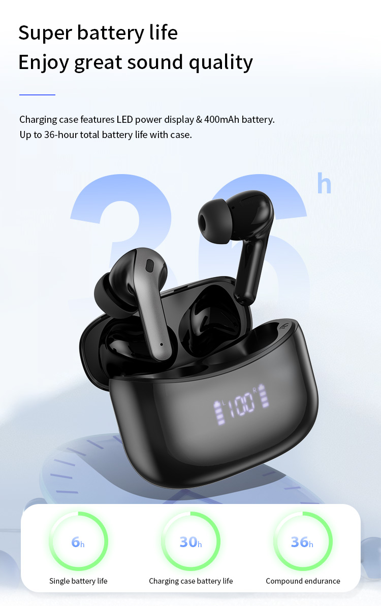 Custom Brand Portable TWS Earbuds Mini OEM X15 Wireless In-Ear Earphones Touch Control Fast Wireless Charging Digital Display JL detail