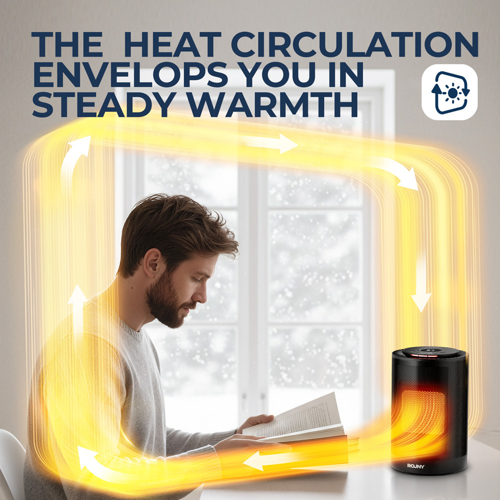 Portable PTC Heater, Hot Air Convection Fan Heater with 16-37℃ Thermostat, Oscillating Electric Space Heater for Home Office detail