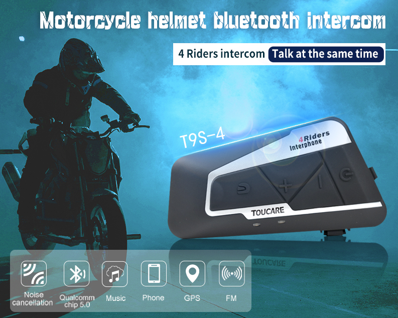 T9S-4 Intelligent Voice Wake up Helmet Bluetooth Earphones Waterproof Noise Reduction Ultra Long Endurance Mesh  Person Intercom detail