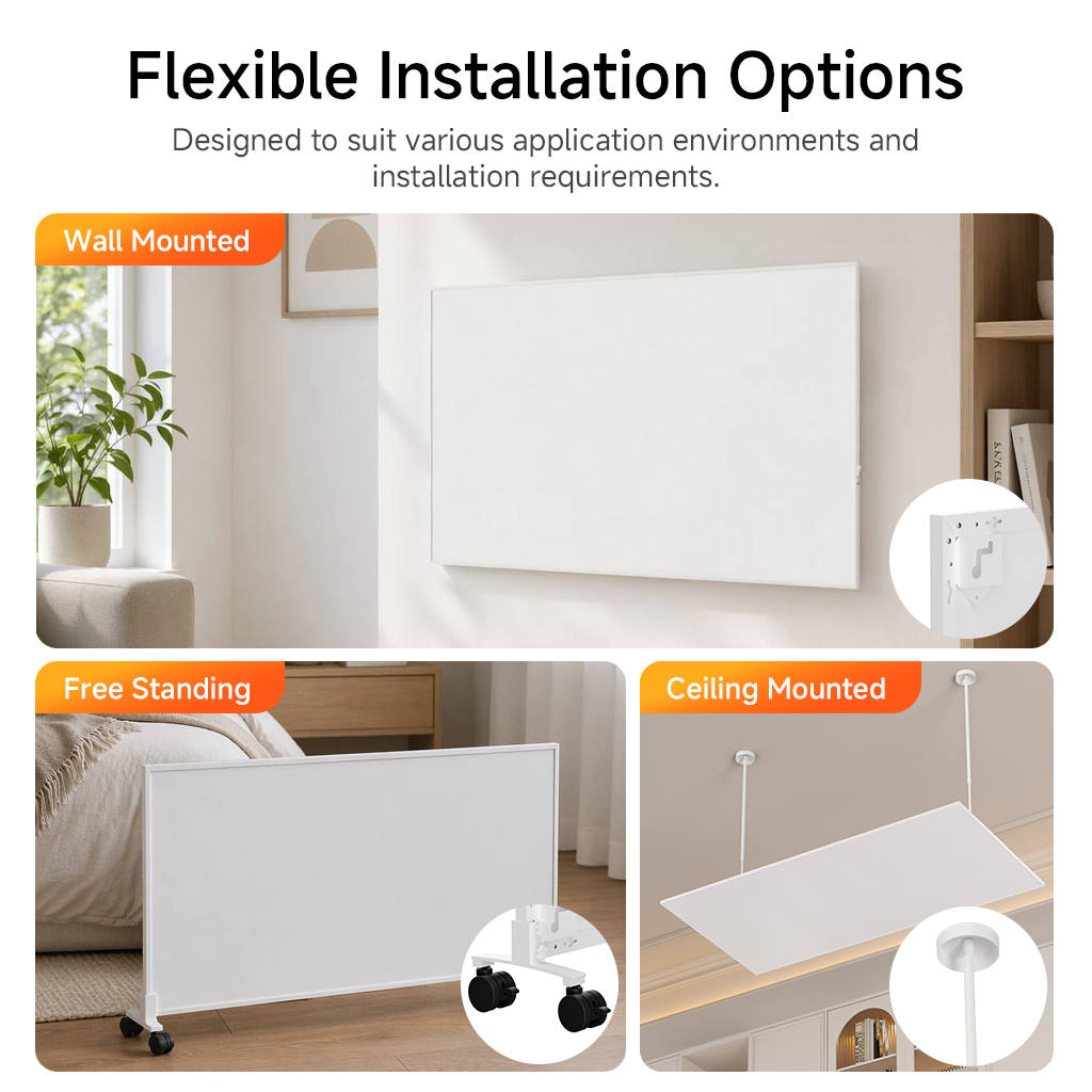OEM Customization Aluminum Frame  No Noise Freestanding Ceiling Wall Mounted Carbon Crystal Infrared Overheat protection Heater detail