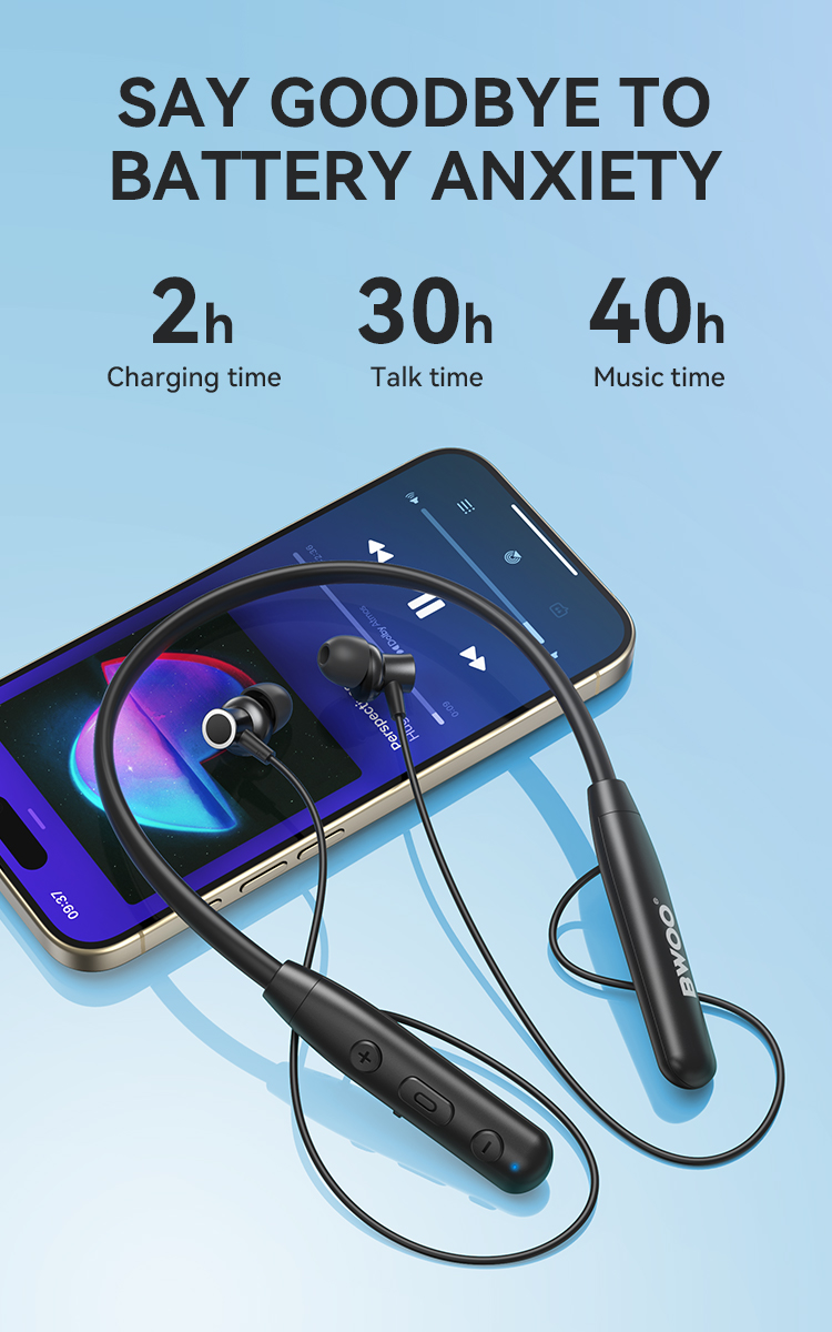 BWOO Wholesale Waterproof Sports Neckband Wireless Earphone BT 5.3 Type C Neck Band In-ear Tws Earbuds Headphones detail