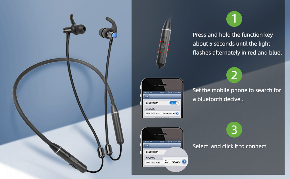 Anti-Radiation Wireless Semi-in-Ear Sport Earbuds Active Noise Cancellation (ANC) IPX2 Waterproof for V4.0 Stereo Sound detail