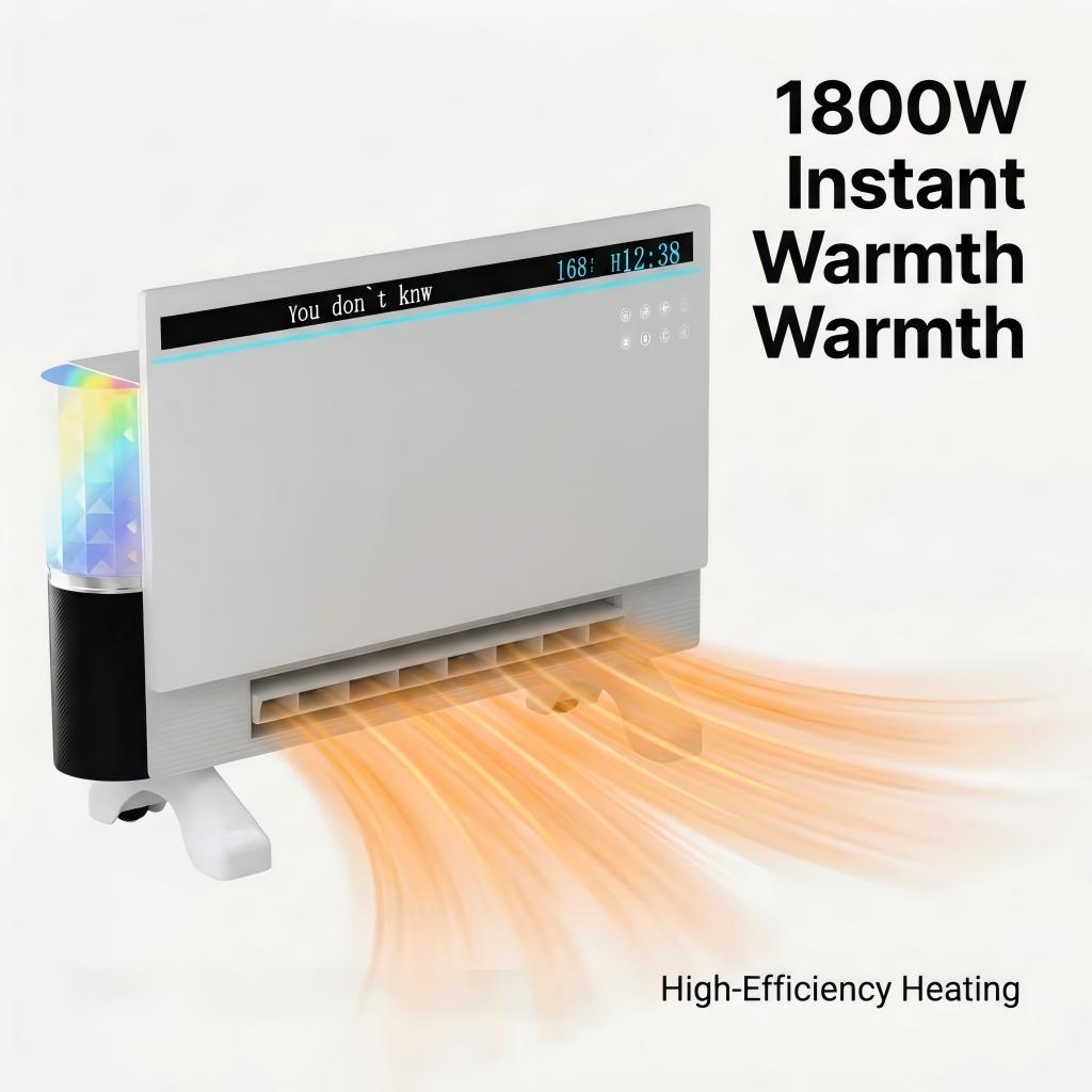Compact Portable Heater Dual Mounting Ways With Circulation Fan Multi Smart Functions for Bedroom Indoor Heating product view