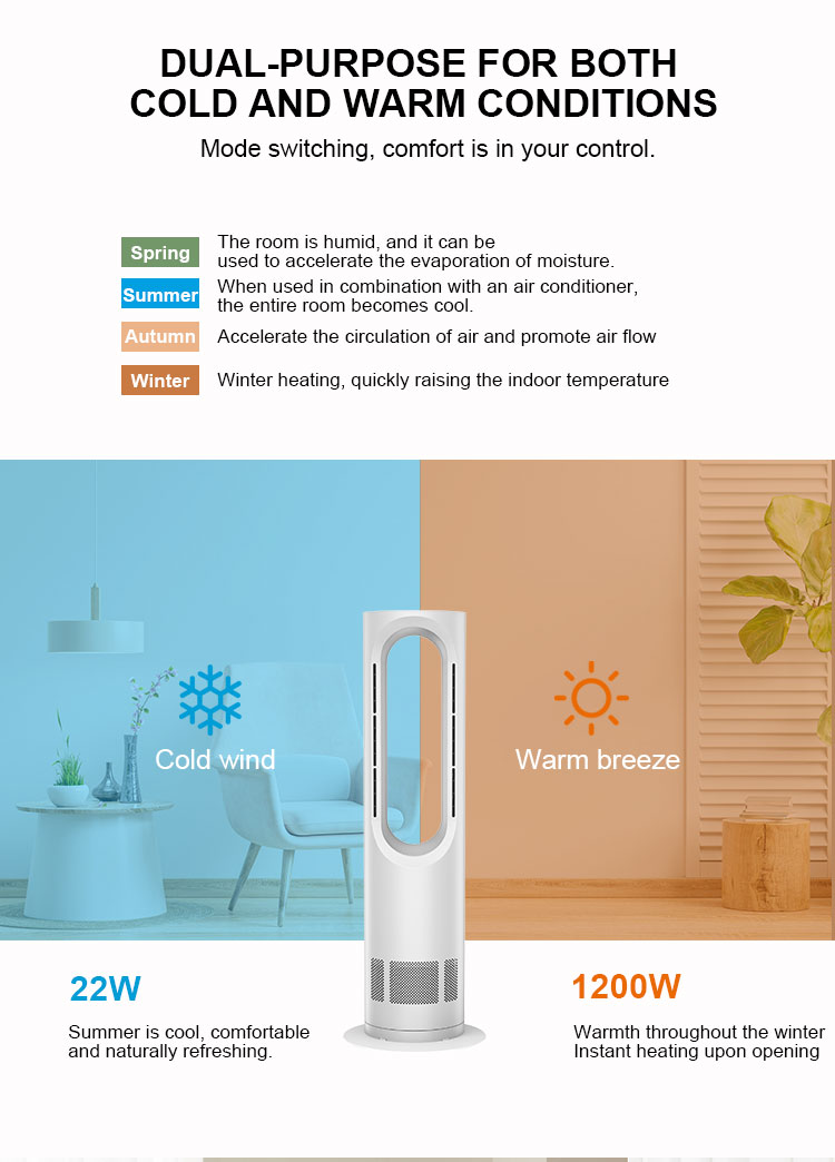 Natural Gentle Airflow Consistent Wind Without Fluctuation Cool Hot Bladeless Tower Fan for Commercial Gift Hotel Room Use detail