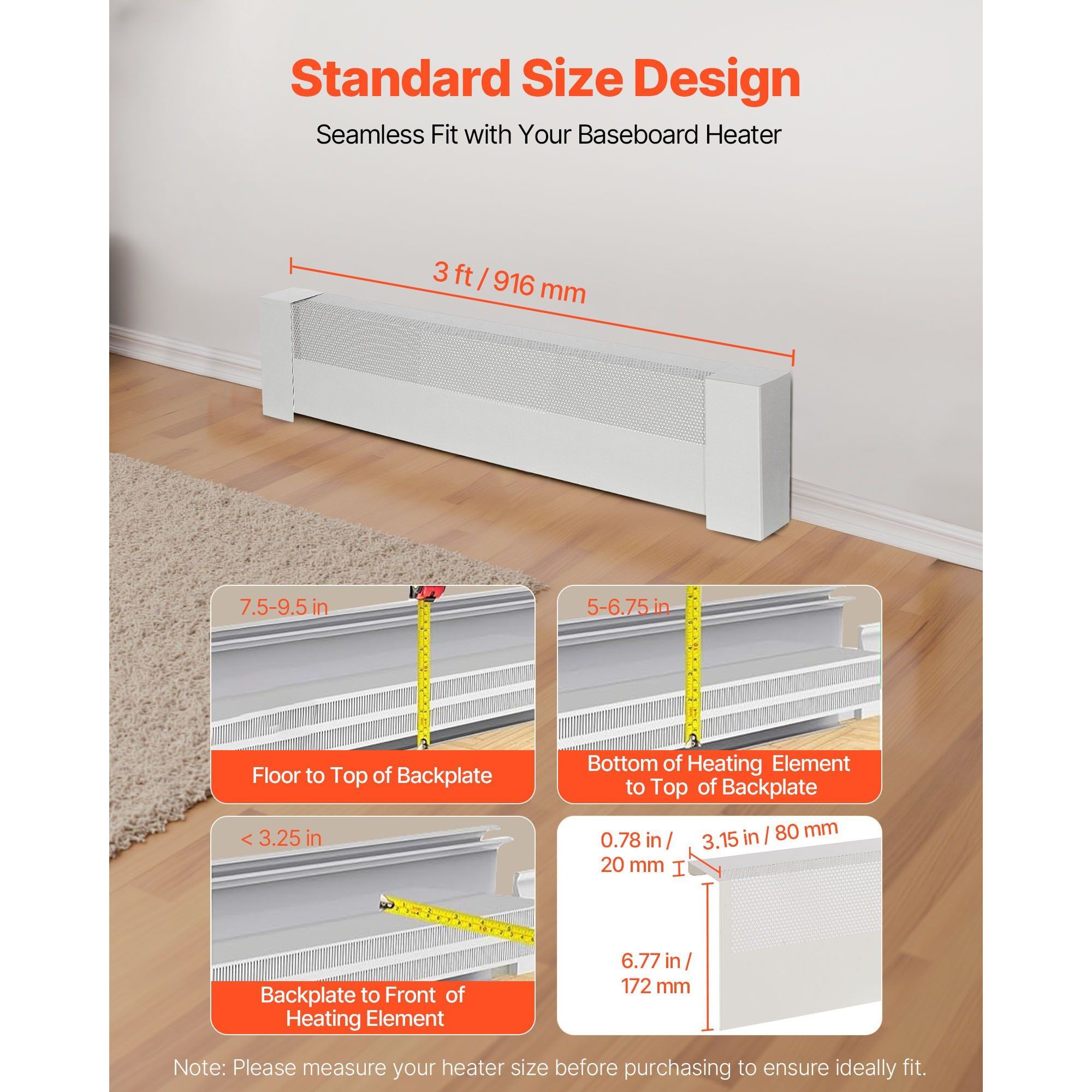 Electric Heater Front Cover 3 Ft Steel Heavy Duty Replacement For Home Bedroom White detail