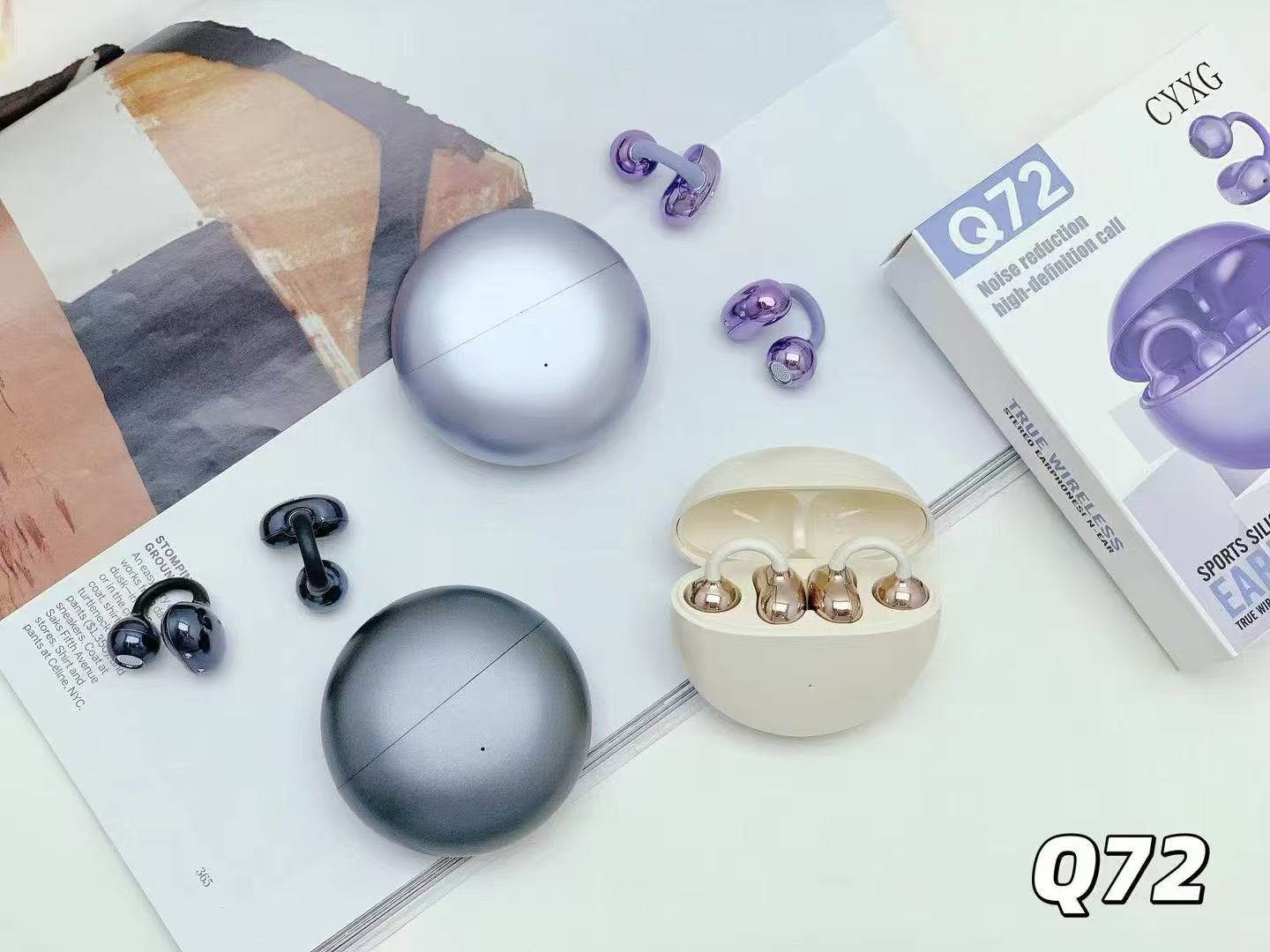 ZongX Wireless Earbuds with Earhooks Purple Open Ear Design Comfortable Fit for Sports and Daily Use detail