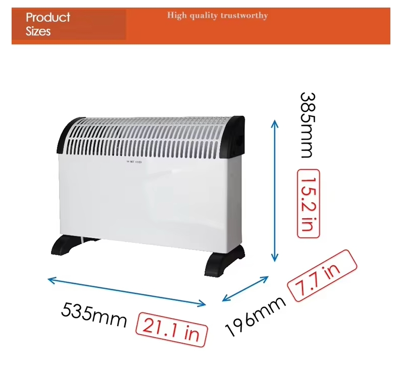 Premium Convection Heater Temperature Controller Plastic 2000W Energy Saving Portable Plug-in Electric Heater for Home Use detail