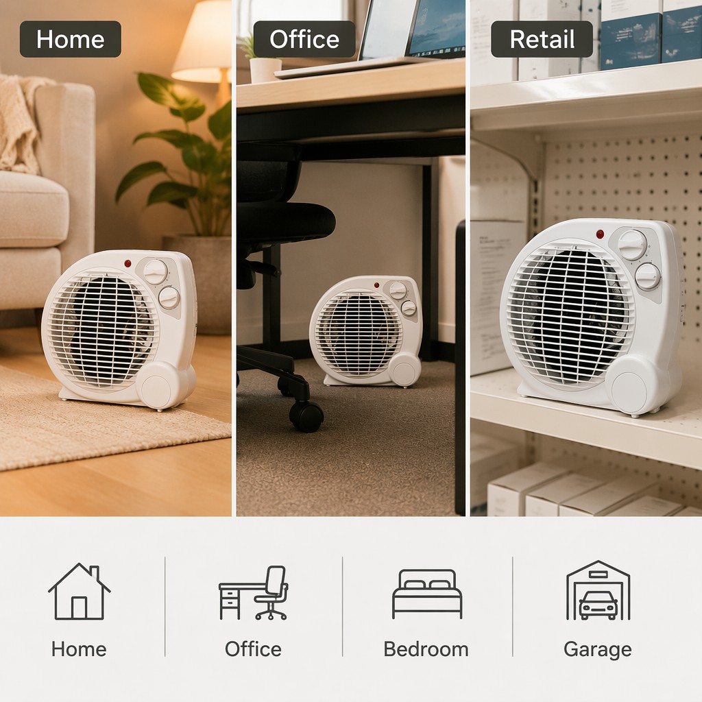 Portable Fan Heater Thermostat Compact Space Heater 3 Mode Warm Hot 2000W Adjustable Temp Overheat Fire Proof CE ROHS ERP Home detail
