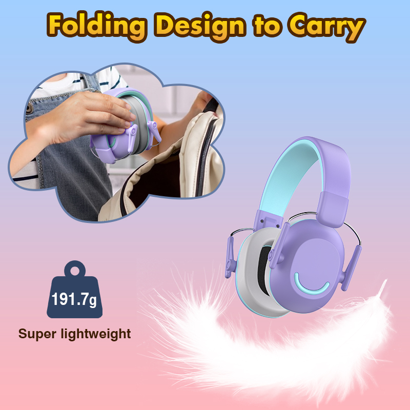 Custom Colors 28dB NRR Kids Noise Cancelling Headphones Ear Protection Ear Defenders Earmuffs for Autism detail