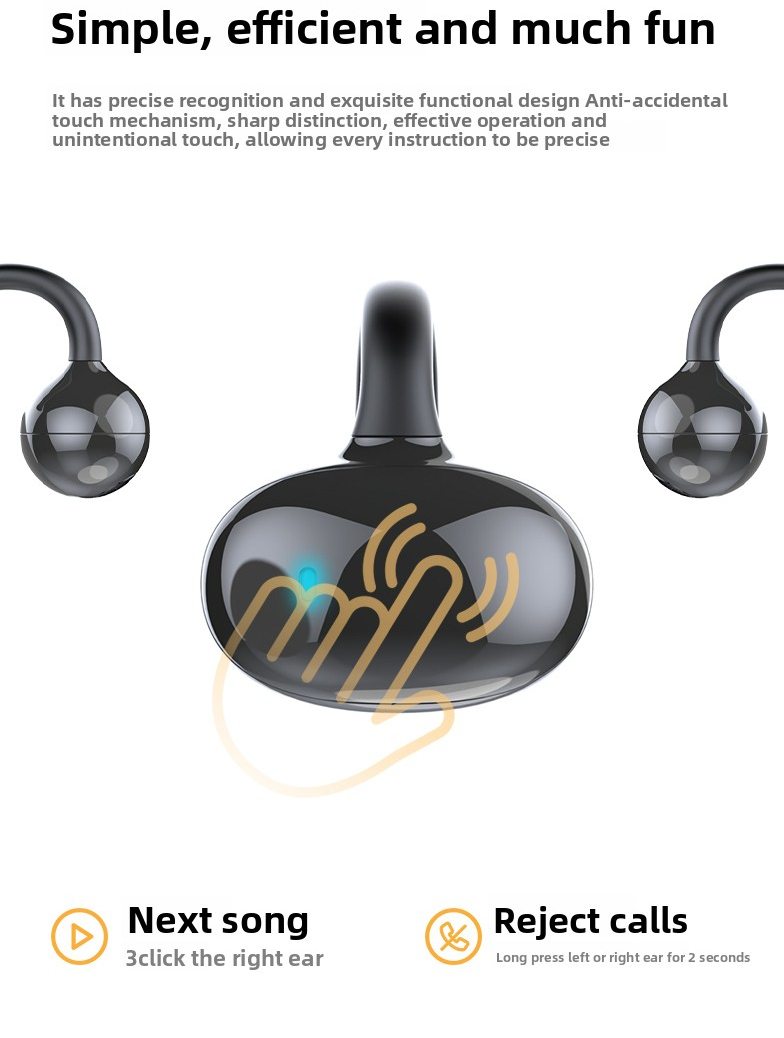 Open Ear Air Conduction Earbuds with Touchscreen Case Ear Clip Air Conduction Headphones OWS Wireless Bluetooth Earphones product view