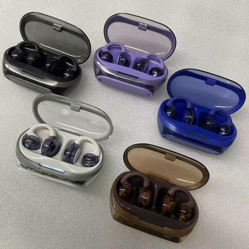 Removable Battery Tws Wireless Earbuds Glass-Back Clasp True Clip on Earphones Bluetooth Ear Clip Sports Gaming Headphones detail