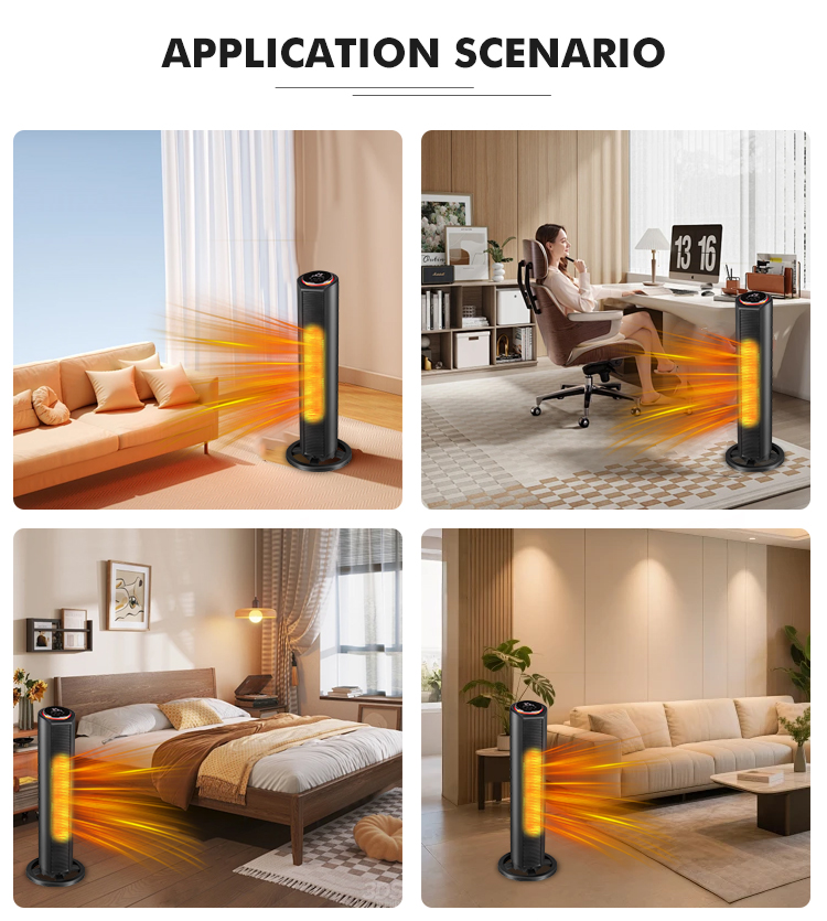 High Quality Electric TOWER HEATER Fan Remote Plastic Construction Three-Speed Adjustment Air Available Home ELECTRIC FAN HEATER detail