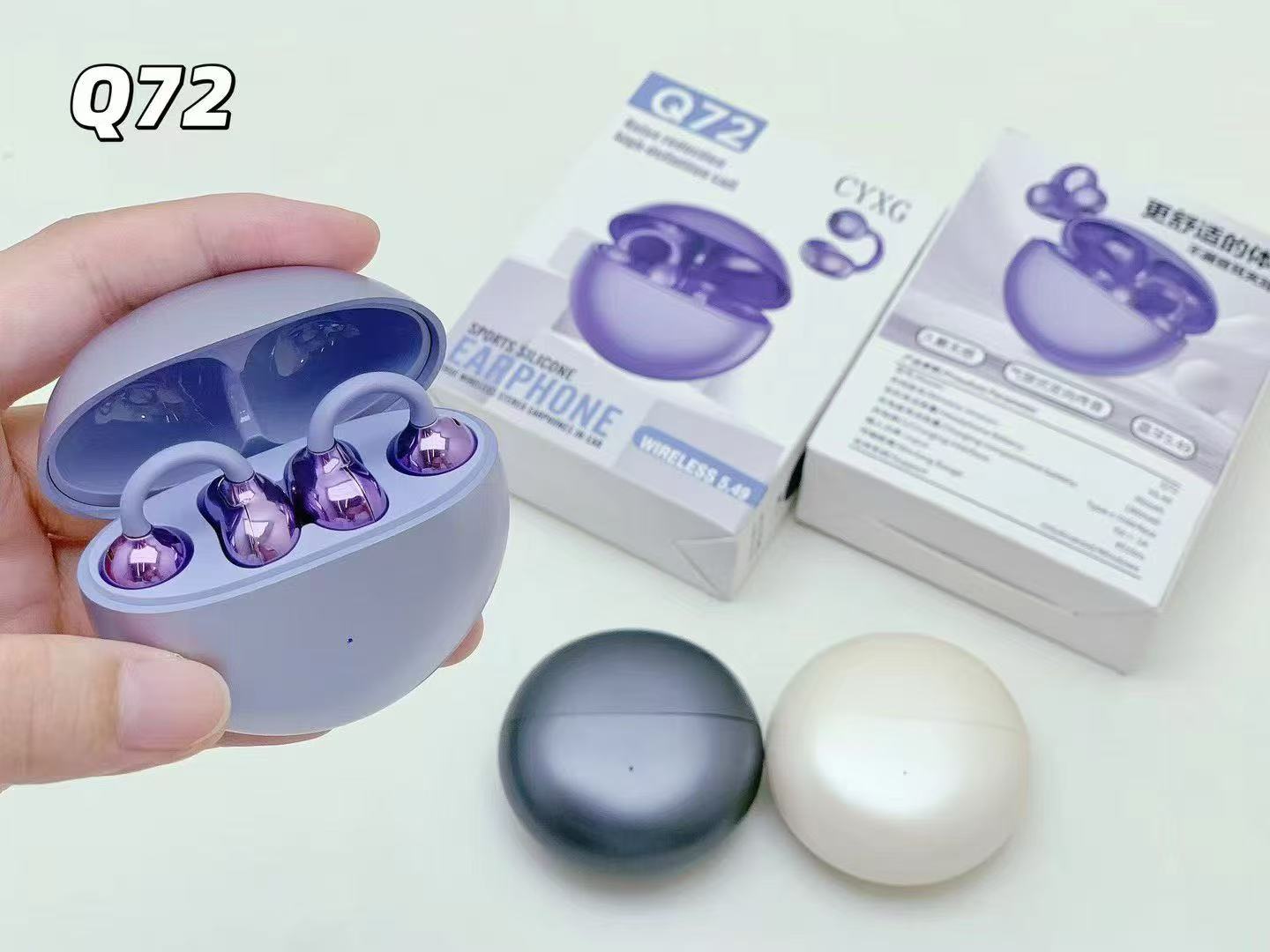 ZongX Wireless Earbuds with Earhooks Purple Open Ear Design Comfortable Fit for Sports and Daily Use detail