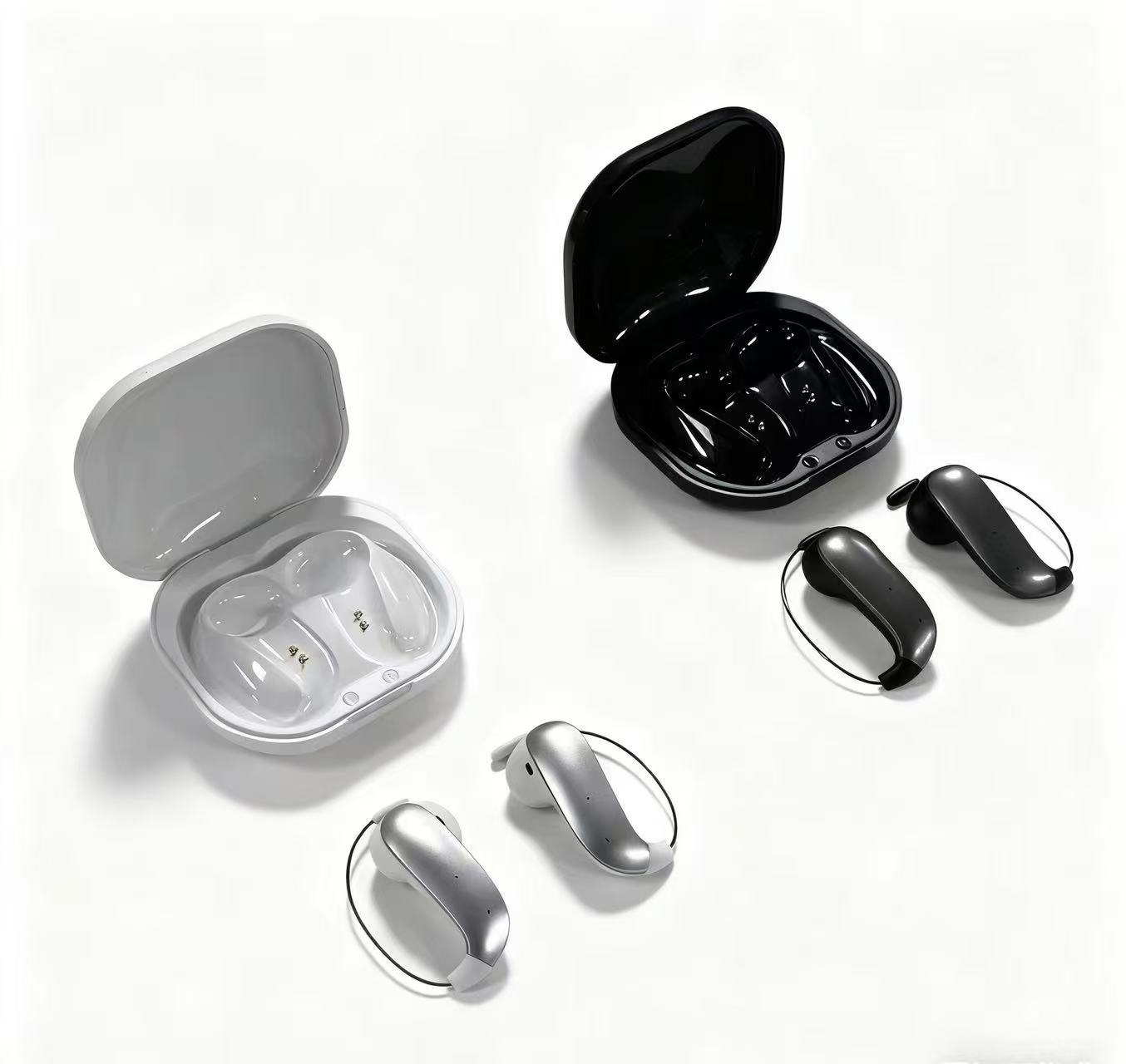 WAYNA Customizable OWS-19 Open-back Wireless Earphones V5.4 Electroplated Ear Hooks LED IPX4 Waterproof for Sports Hi-Fi Audio