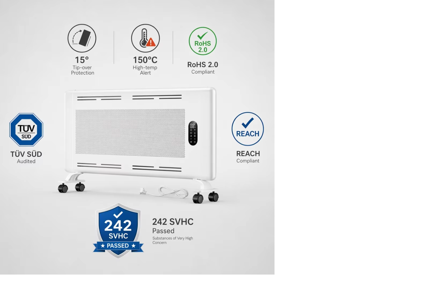 Wholesale Custom Aluminum Electric Heater Remote Controlled Smart WiFi App Control Freestanding Carbon Crystal Heating Tip-Over detail