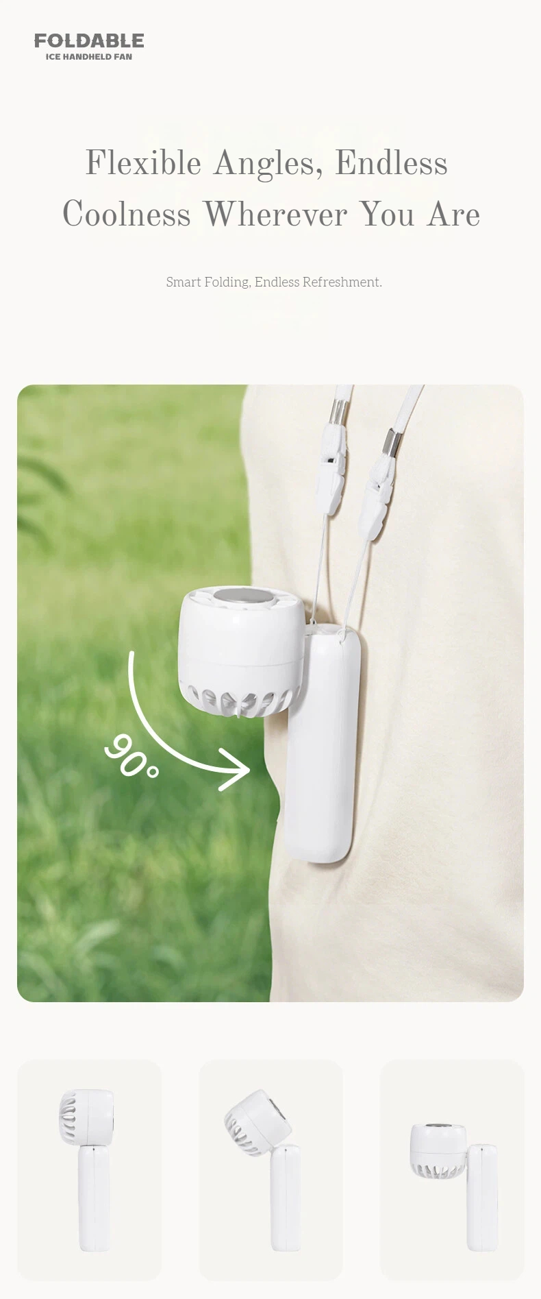 2026 Outdoor Summer Strong Wind Three-Speed Household Handheld Foldable Electric Portable Mini USB Rechargeable Air Cooling Fan detail