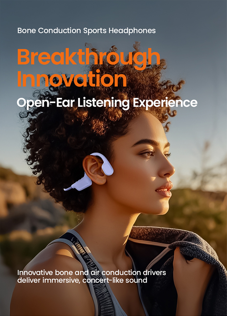 ALOVA New Product Ear Hook Secure Fit Open Ear Headphone IPX7 Bone Conduction bluetooth Sport Wireless Earphones for Cycling detail