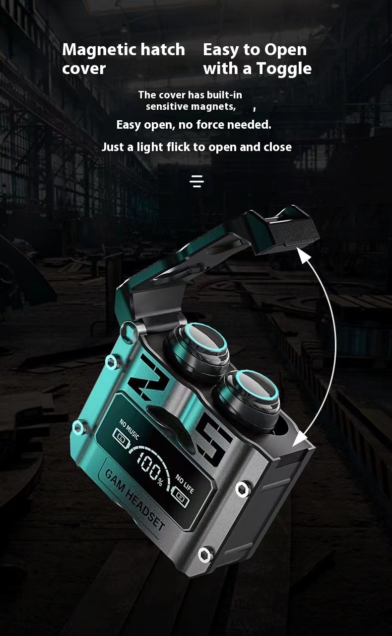 M25 Headset New Metal Mecha Style In-Ear Earphones With Low Power Digital Display Wireless for Esports Gaming detail