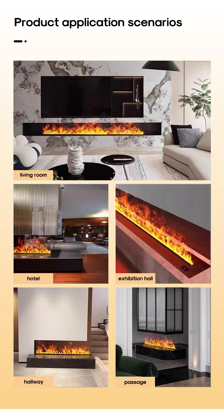 CE Certified Misting Fireplace Heater, Smart Remote, Dancing Flame, Humidifier for Modern Home Decor detail