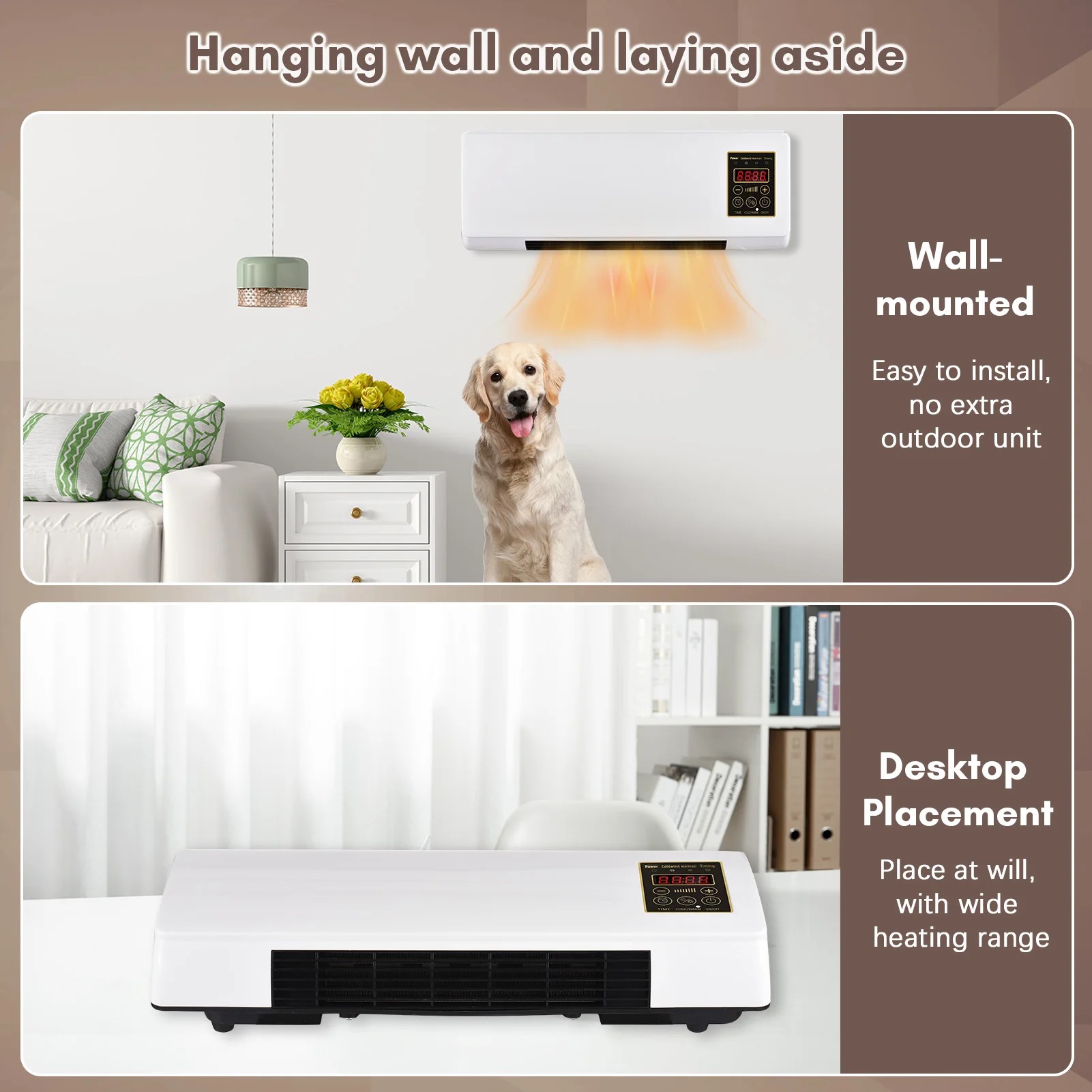 Wall Mounted Air Conditioner Cooling Heating Dual Use Hot Fan Household Wall Hanging Air Conditioner and Heater with Remote detail