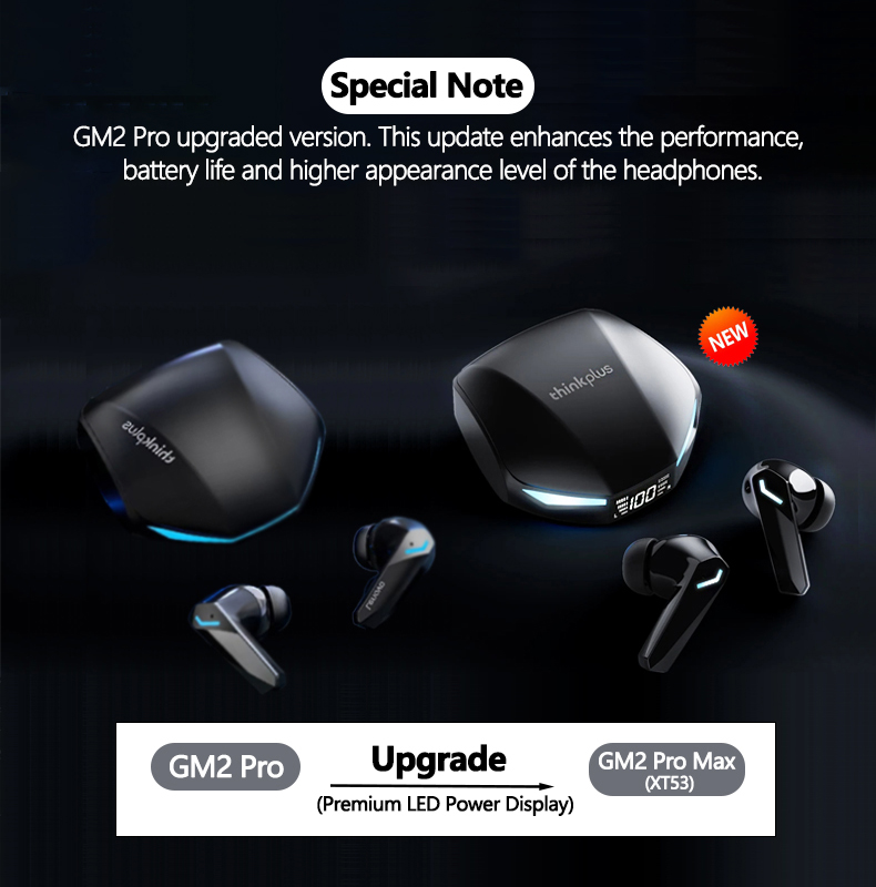 Original Lenovo New Earbuds XT53 GM2 PRO MAX BT 5.4 TWS Sports Waterproof Gaming Headset Long Battery Wireless Earphones detail