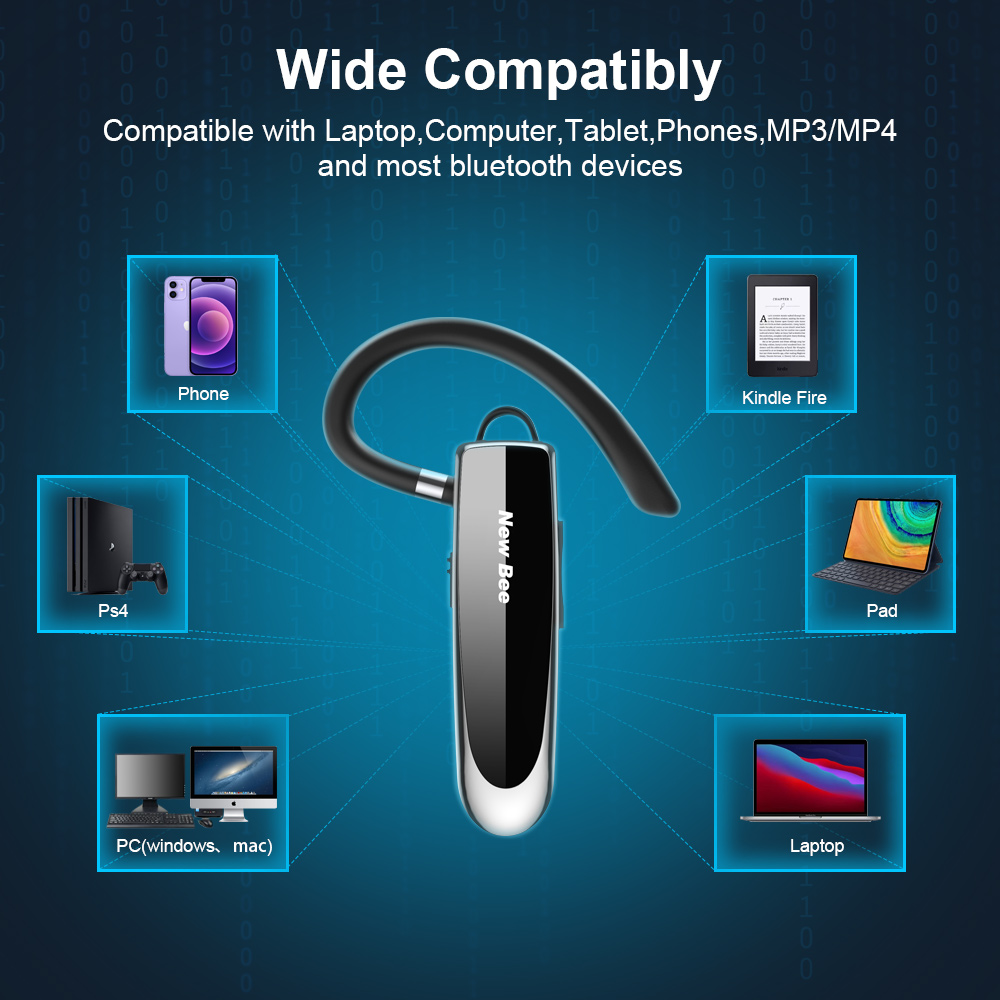 New Bee LC-B41 Branded Mini Single Wireless Earphone  Qualcomm 5.0 Headset Handsfree Headphone with Mic product view
