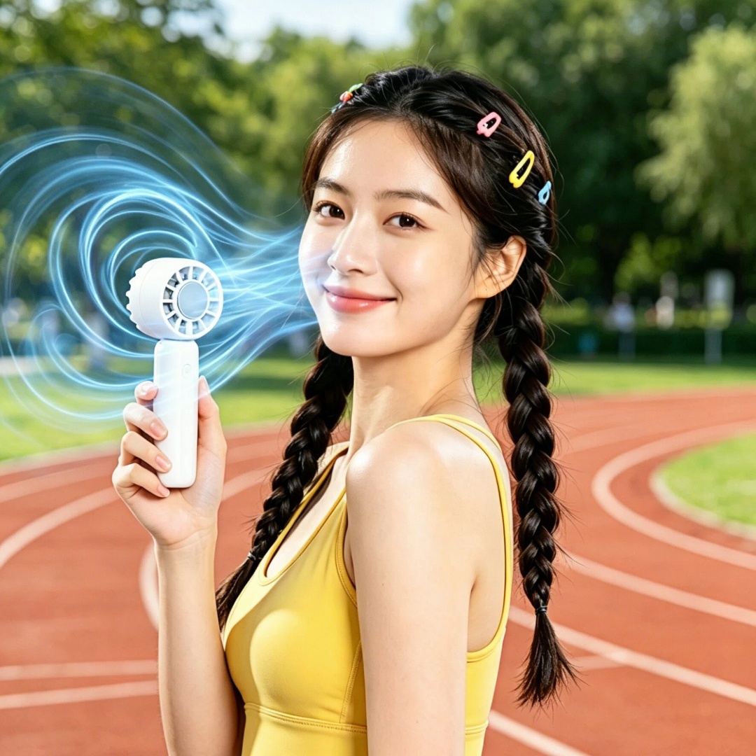2026 Outdoor Summer Strong Wind Three-Speed Household Handheld Foldable Electric Portable Mini USB Rechargeable Air Cooling Fan product view